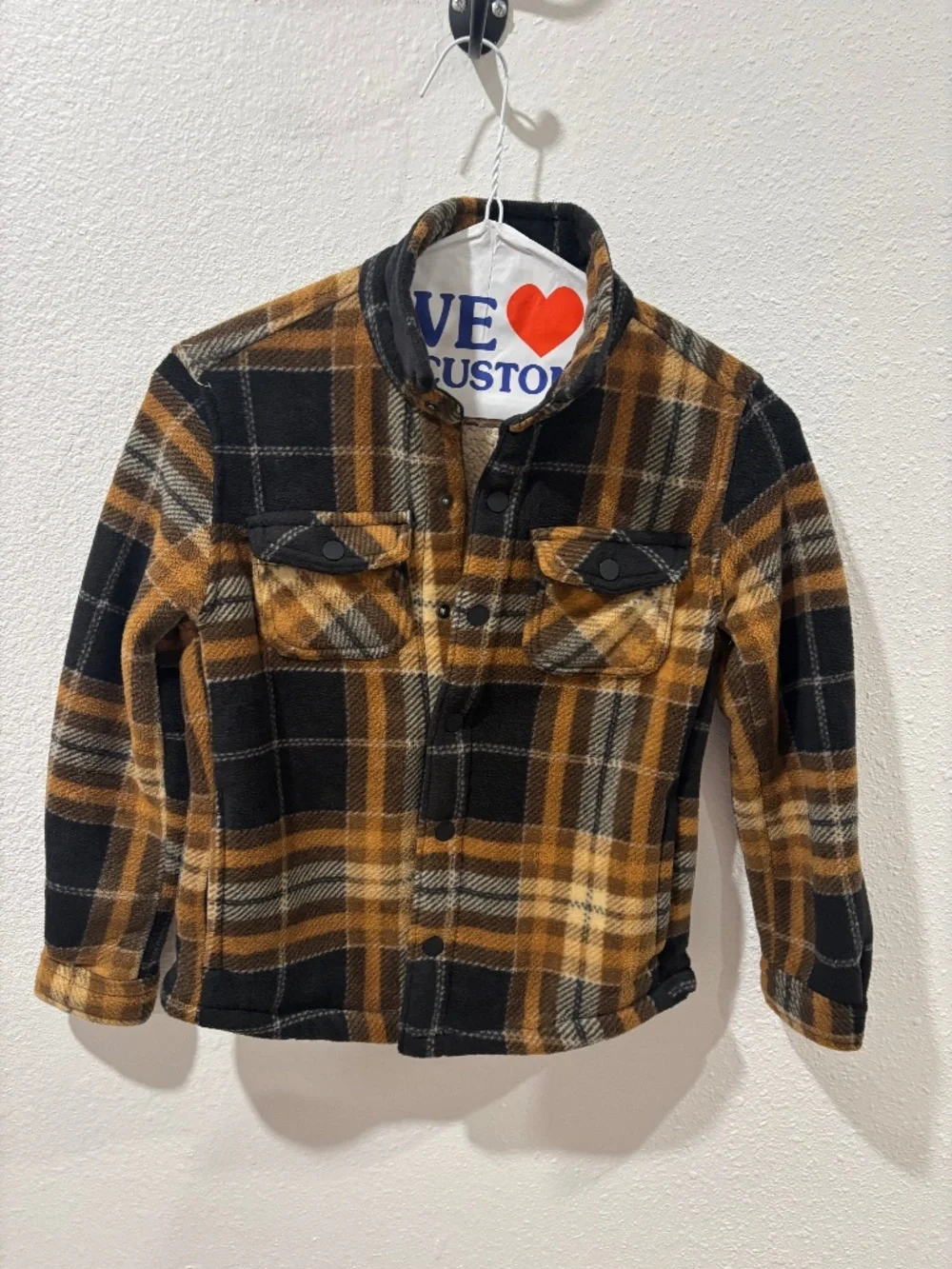 Kids Member's Mark Women's Sherpa Lined Fleece Shacket Plaid S 6/7
